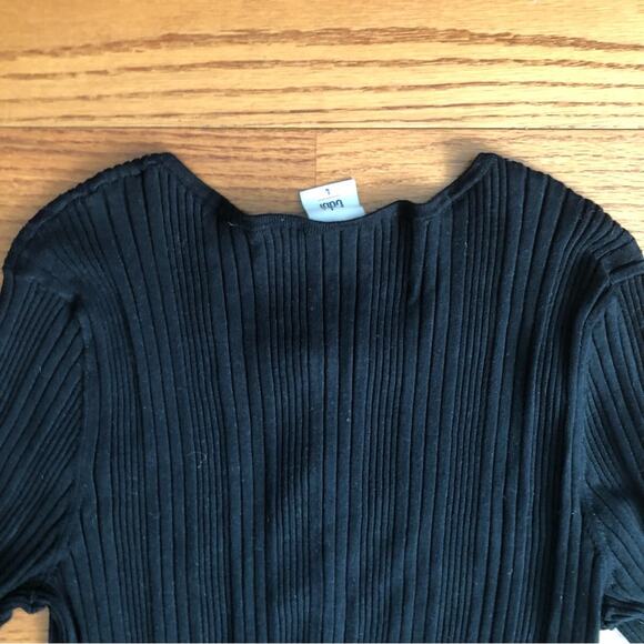 CABI Peplum Ruffle Party Ribbed Sweater Cardigan Black  Women’s Size L NWOT - Picture 9 of 11